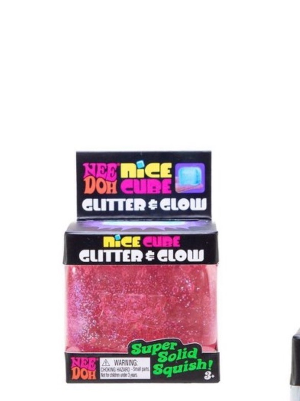 NeeDoh Nice Cube Glitter & Glow - Pink Glitter Squish NWT